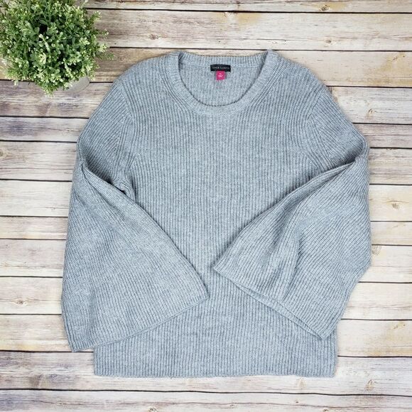 Vince Camuto Ribbed Crew Neck Bell Sleeve Sweater - Picture 2 of 8